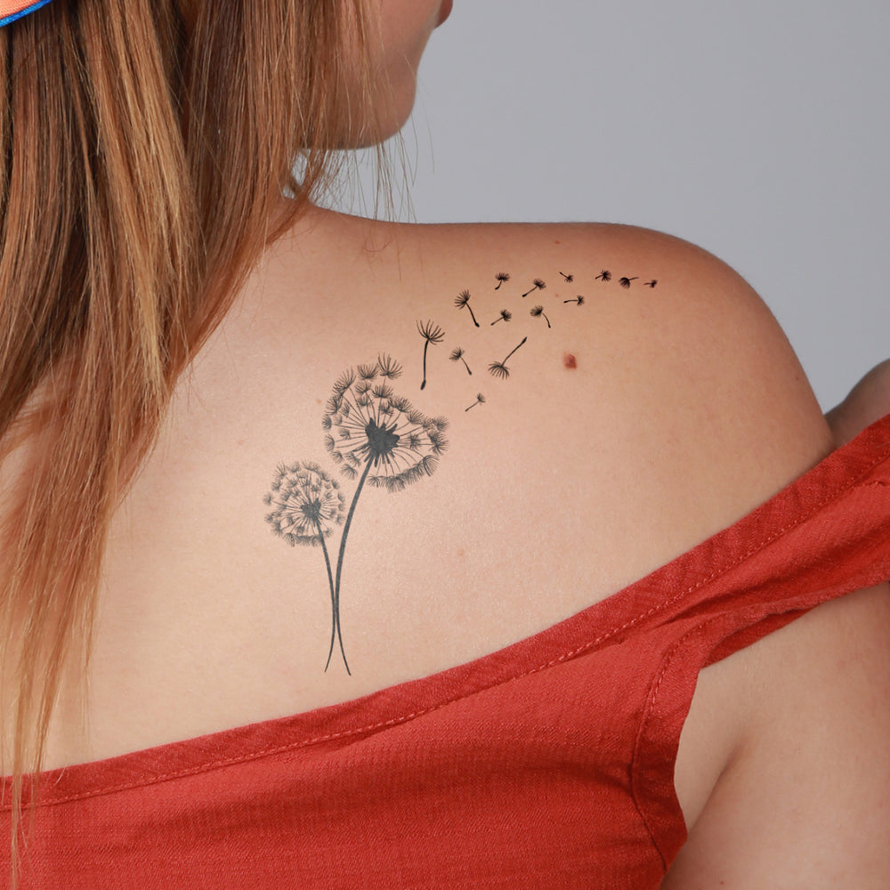 tatouage temporaire pissenlit discret dos