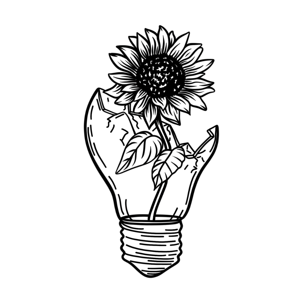 Tatouage ampoule avec un tournesol