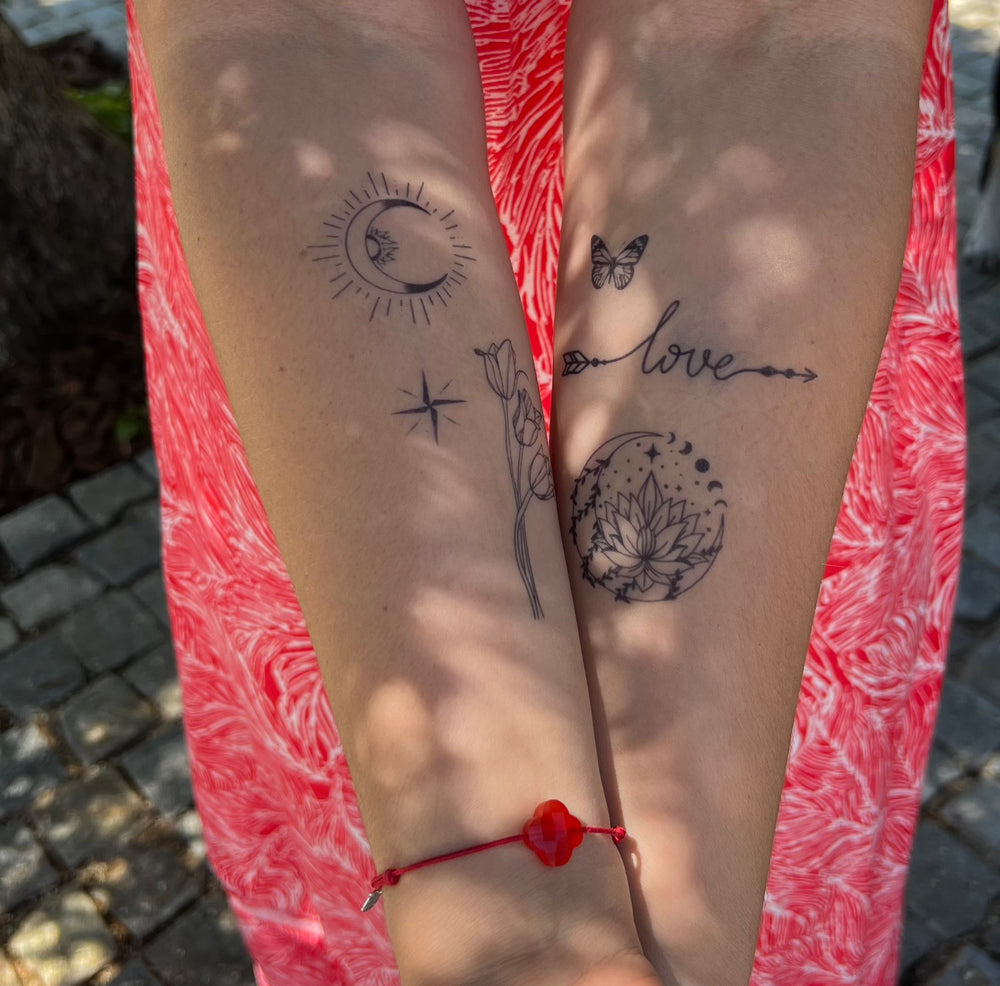 tatouage ephemere papillon minimaliste composition avant bras