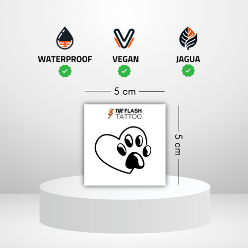 Tatouage empreinte patte de chien avec coeur