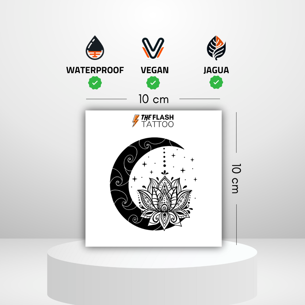 Tatouage lune lotus pour femme