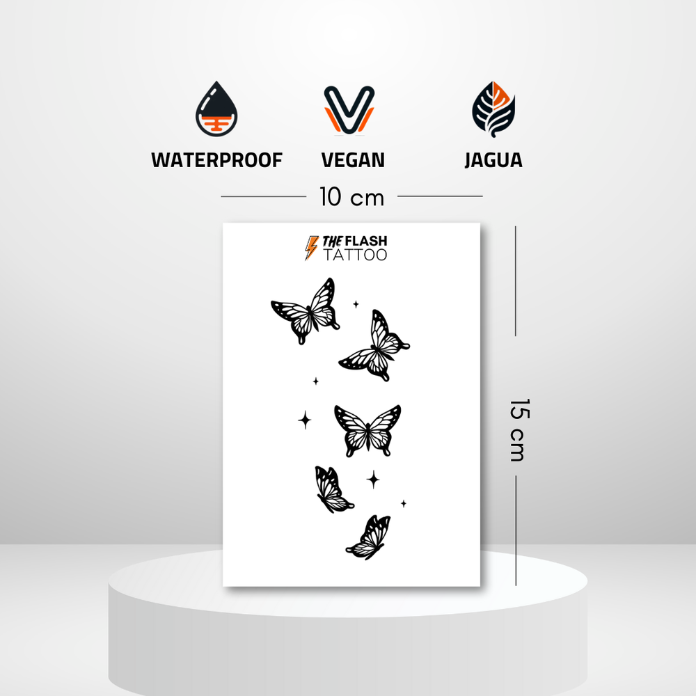 Tatouage papillon envolée papillons avec étoile pour femme