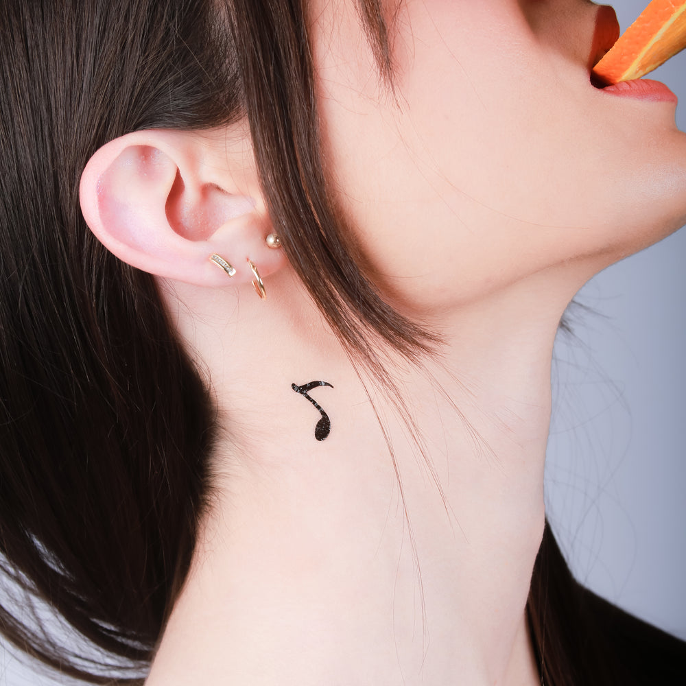 Music Heart Tattoo Behind Ear