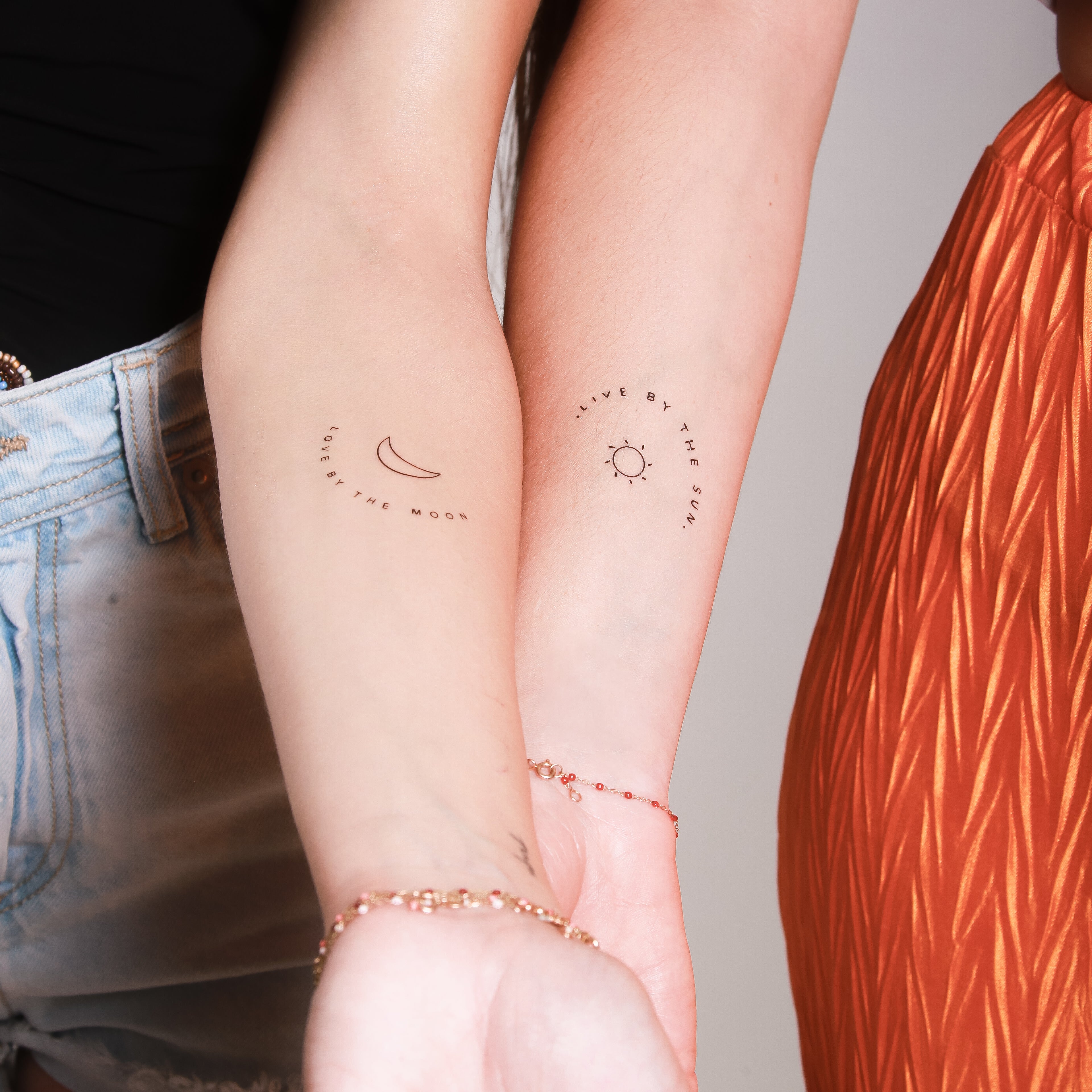 Crescent Moon & Flowers - Crescent Moon & Flowers Temporary Tattoos |  Momentary Ink