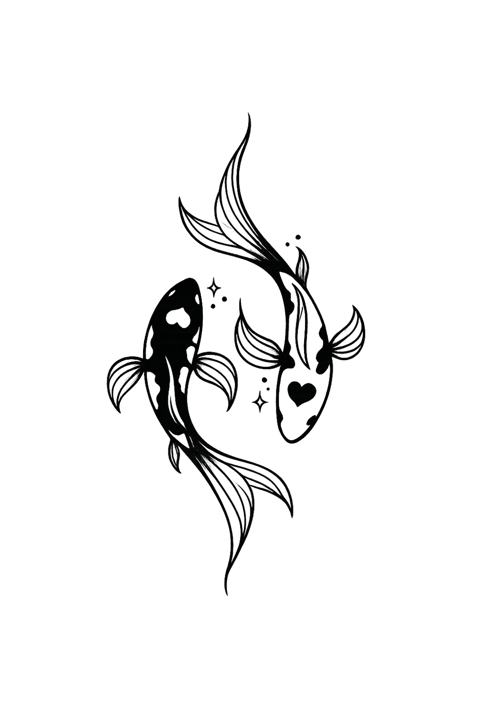 Tatouage carpe koi avec coeur