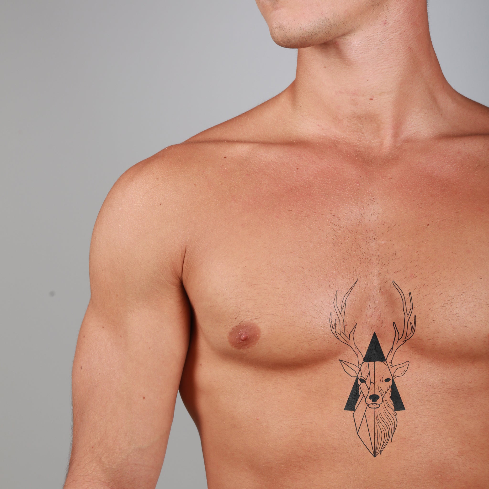 deer tattoo | Torso tattoos, Chest piece tattoos, Cool chest tattoos