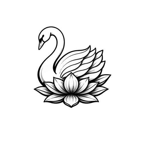 Tatouage cygne avec fleur de lotus realiste et longue durée