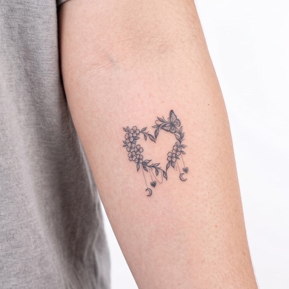 Tatouage ephemere attrape reve fleur et papillon