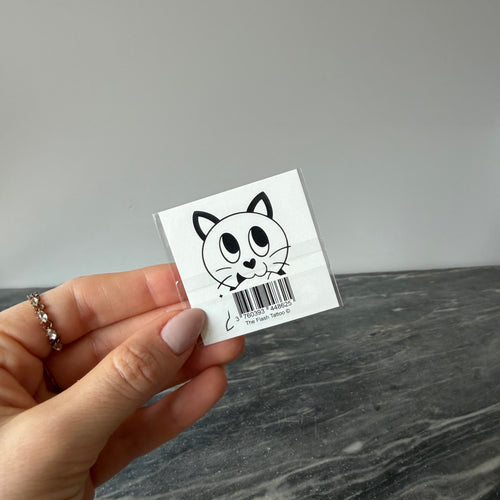 Tatouage éphémère chat cartoon avec poisson adore tattoo chat doodle