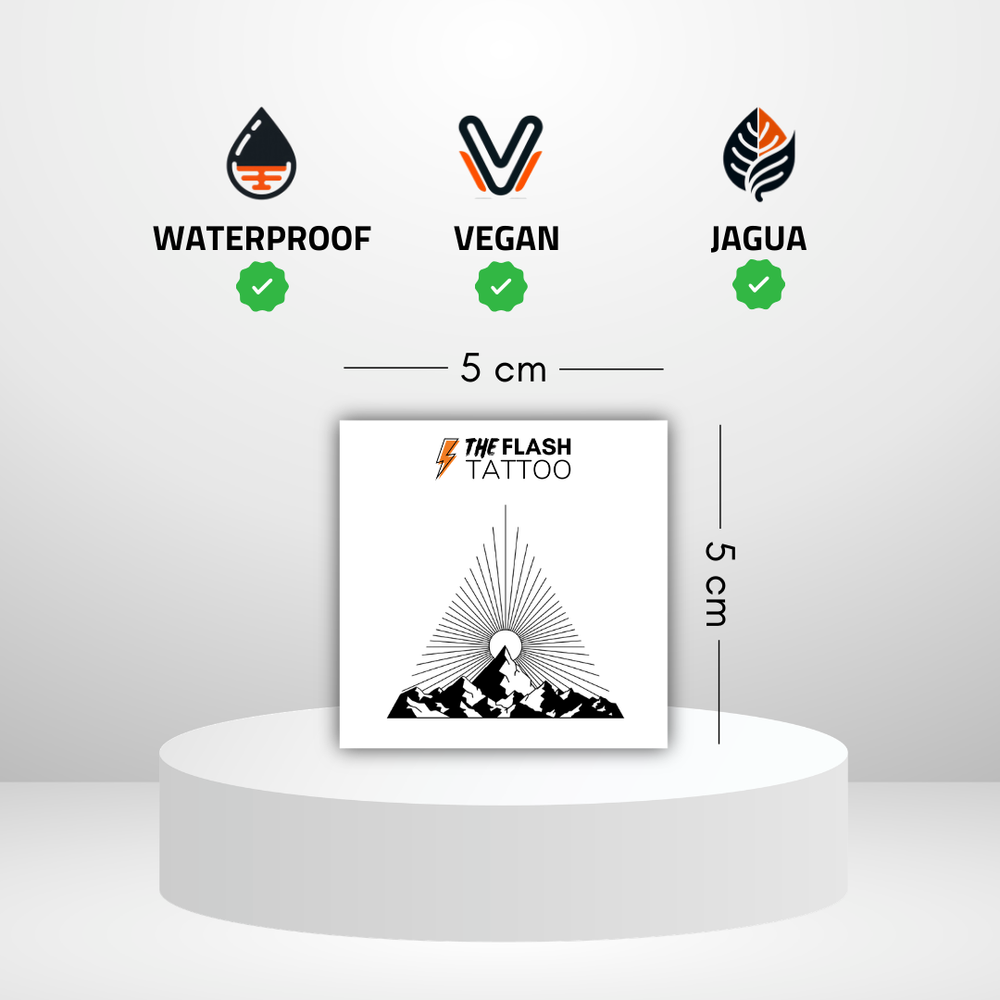 Tatouage temporaire montagne soleil
