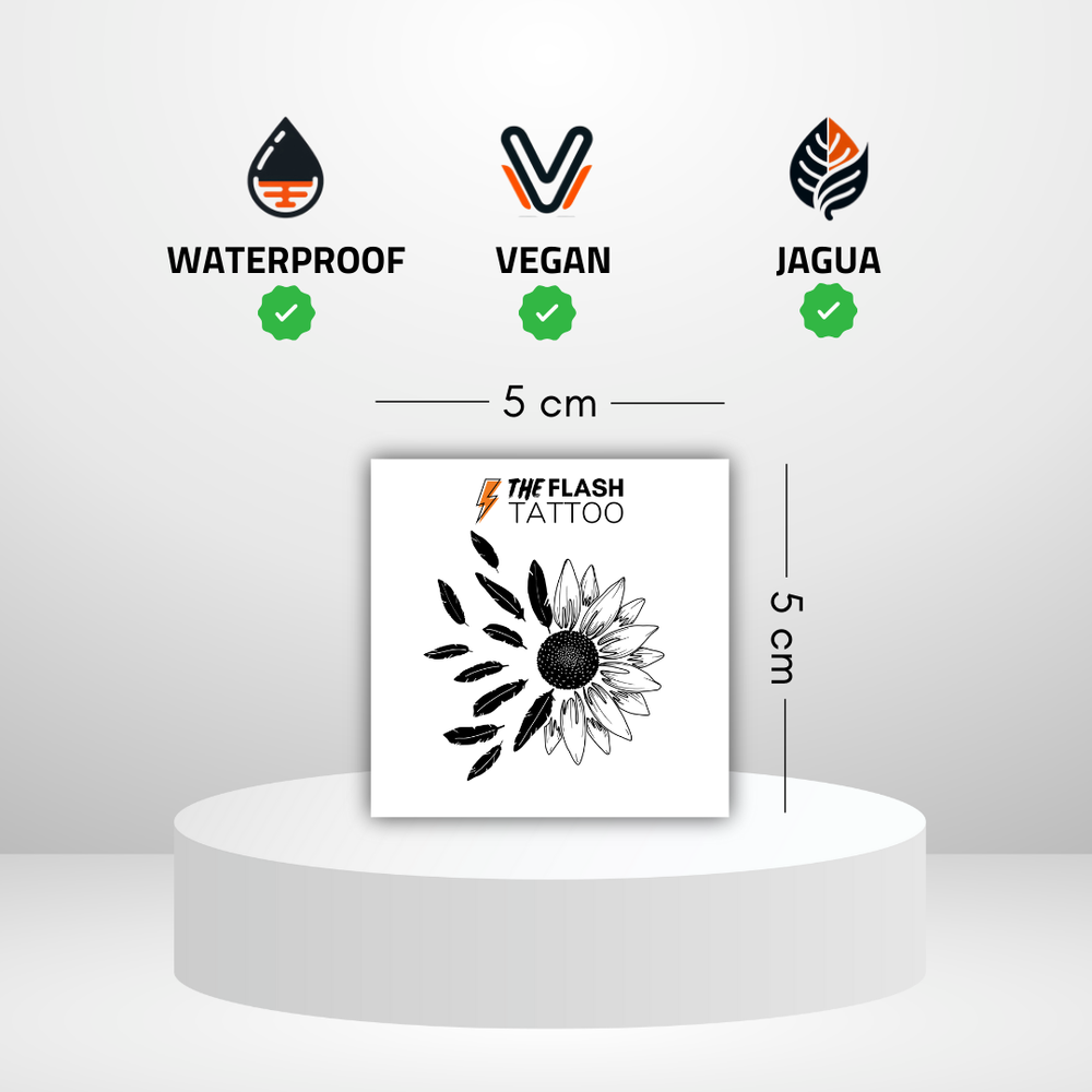 Tatouage tournesol et plume tattoo fleur et femme